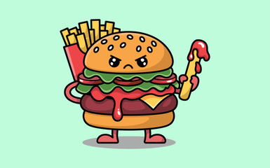 Burger vector design, vector illustration, Burger design, silhouette style.
