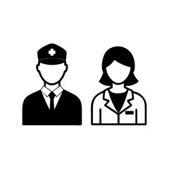 Fototapeta premium Flat Minimalist Vector Illustrations of Diverse Professional Figures – Black and White Line Art Icons