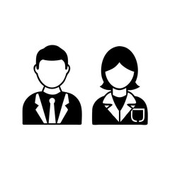 Fototapeta premium Flat Minimalist Vector Illustrations of Diverse Professional Figures – Black and White Line Art Icons