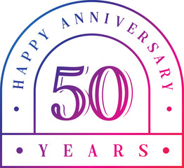 Fototapeta premium Anniversary logo template isolated, anniversary icon label, anniversary symbol stock illustration. Happy Anniversary greeting template with gold colored hand lettering.