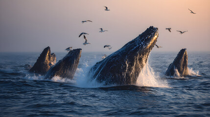 Spectacular Whale Watching: Capturing the Majesty of Marine Giants at Sunset