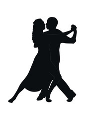 Argentine tango. Vector illustration. The silhouette of a dancing couple