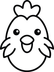 hen head icon line art vector illustration on transparent background