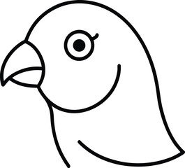 lovebird head icon line art vector illustration on transparent background