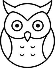 owl head icon line art vector illustration on transparent background