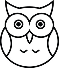 owl head icon line art vector illustration on transparent background