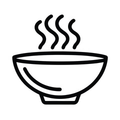 Chicken Noodle Soup Bowl Outline Vector Illustration