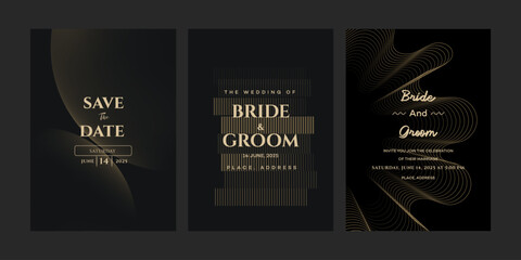 Elegant Gold Wedding Invitations Save The Date, Bride Groom