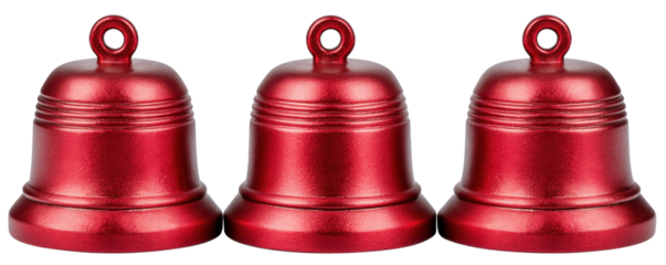 Red bell isolated on transparent background with shiny surface and smooth texture