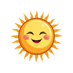 Cartoon sun with a cheerful face and smiling expression  
