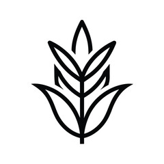 Corn Stalk Outline Vector Illustration