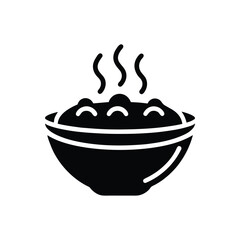 Curry Bowl With Steam Outline Vector Illustration
