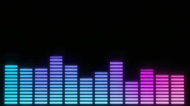 neon sound equalizer bars music audio waveform animation background isolated on black background - Powered by Adobe