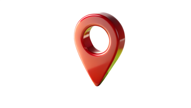 A red location pin icon isolated on transparent background