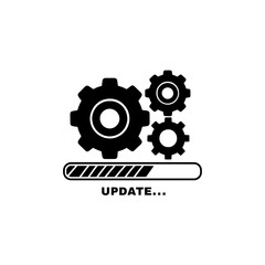 gear icon vector illustration , Black gears with update bar on a white background in simple graphic