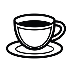 Espresso Cup With Saucer Outline Vector Illustration