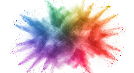 A breathtaking, high-frame-rate photograph of a vibrant rainbow dust powder explosion, captured mid-air in a perfect, symmetrical spherical blast.