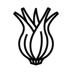 Fennel Sprout Outline Vector Illustration