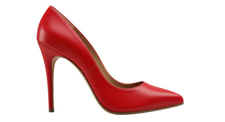 Obraz premium A stylish red leather high heel shoe isolated on white isolated on transparent background