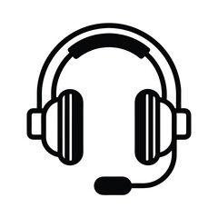 Headset With Microphone Outline Vector Illustration