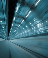A Tunnel, speeds through a futuristic, tunnel-like structure. 
