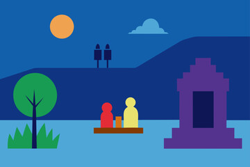 Charming cartoon illustration of a colorful whimsical cityscape with buildings and plants isolated on white background isolated on transparent background