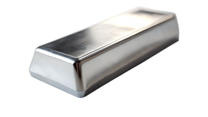 A shiny gold bar ingot isolated on transparent background