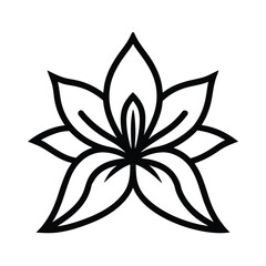 Lily With Long Petals Outline Vector Illustration