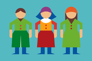 Celebrating Diversity A Colorful Illustration of Women in Traditional Attire