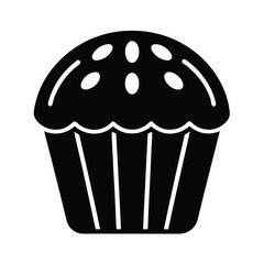 Muffin With Domed Top Outline Vector Illustration