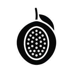 Passionfruit With Seeds Outline Vector Illustration