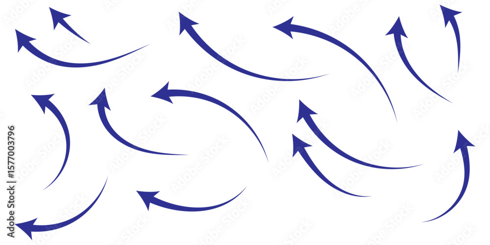 Wall mural curved arrows isolated on white background. curved arrows, hand drawn curved arrows. red curve arrow