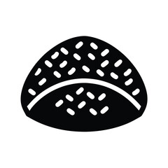 Rice Ball With Seaweed Outline Vector Illustration