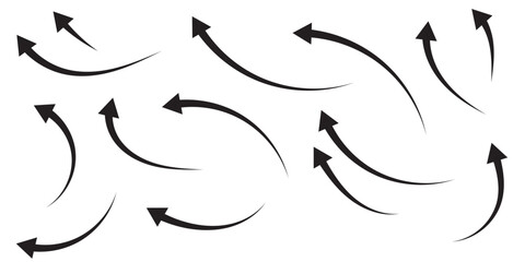 curved arrows isolated on white background. Curved arrows, hand drawn curved arrows. red curve arrow icon vector illustration