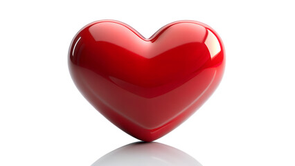 Fototapeta premium A glossy red heart isolated on transparent background symbolizes love