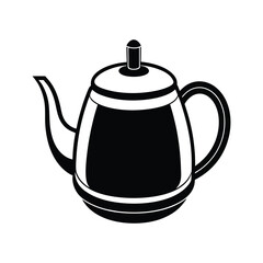 Classic black and white illustration of a traditional teapot