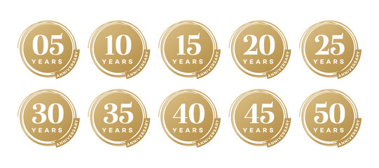 Golden Anniversary Logos 5, 10, 15, 20, 25, 30, 35, 40, 45, 50 Years