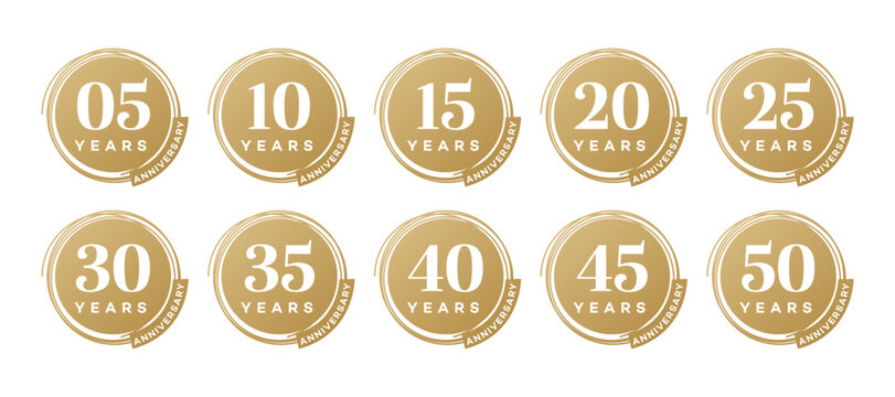 Golden Anniversary Logos 5, 10, 15, 20, 25, 30, 35, 40, 45, 50 Years