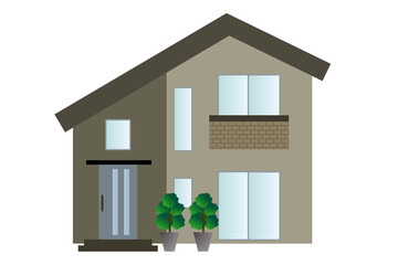 茶色の2階建ての家　グラフィック素材	