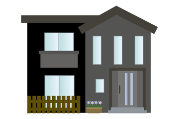 黒い2階建ての家　グラフィック素材
