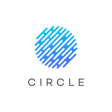 Abstract Circular Logo Design Blue Gradient Lines Circle