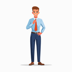 Business Professional in a Smart Outfit: A confident young businessman, dressed in a smart outfit, stands poised with a warm smile and a touch of style, suggesting ambition and business acumen.