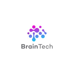 BrainTech Logo Abstract Brain, Neural Network, Technology, Innovation
