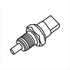 Close up of outline drawing car Coolant Temperature Sensor isolate on white background vector illustration.