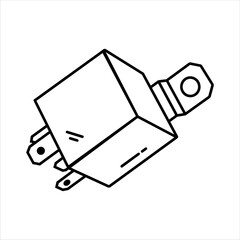Close up of outline drawing car Automotive Relay
isolate on white background vector illustration.