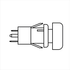 Close up of outline drawing automobile car Power window switch isolate on white background vector illustration.
