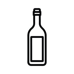 Wine Bottle With Cork Outline Vector Illustration