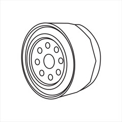 Close up of outline drawing automobile car oil filter
isolate on white background vector illustration.