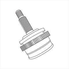Close up of outline drawing automobile car Cv joint
isolate on white background vector illustration.