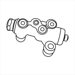 Close up of outline drawing automobile car brake pressure regulator isolate on white background vector illustration.